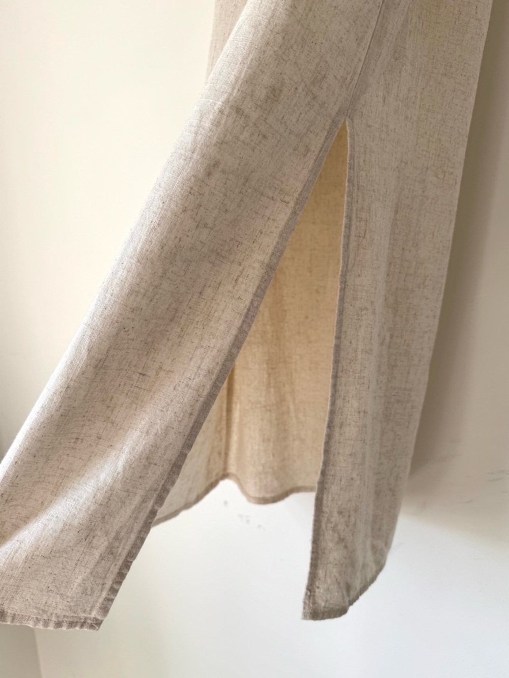 Song Of Style Linen Blend Maxi Side Slit Skirt Oatmeal Sz M - Picture 4 of 9